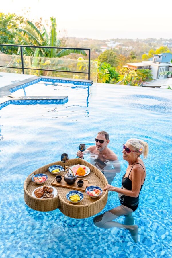 Floating breakfast in the pool